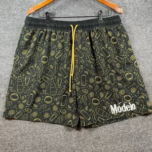 Modelo Swim Shorts Men's 2XL Black/Yellow Geometric Allover Lined Drawstring